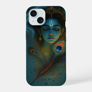 Divine Serenity – Krishna Inspired Artistic Phone iPhone 15 Case