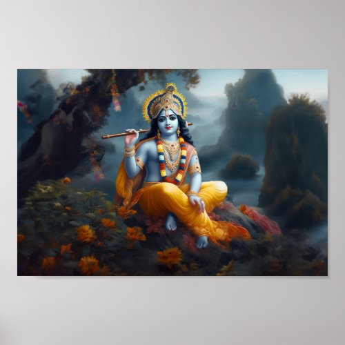 Divine Serenity Lord Krishna Poster