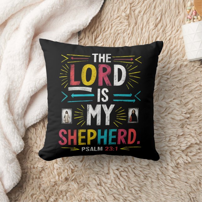 Divine Shepherd: Bible Verse Art Throw Pillow (Blanket)