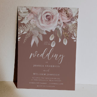 Divine Silver & Blush Floral Pure Elegant Wedding Foil Invitation