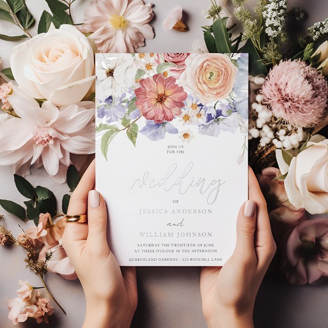 Divine Silver Foil Colorful Fall Wedding Foil Invitation (Creator Uploaded)