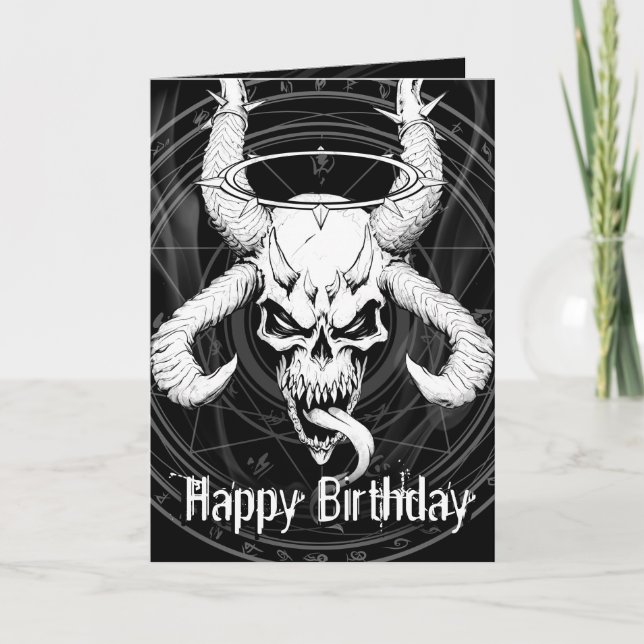 Divine Skull of Death Black Birthday Card (Front)