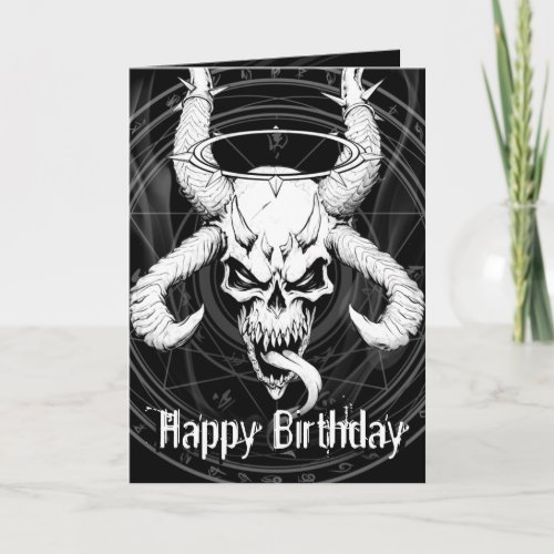 Divine Skull of Death Black Birthday Card