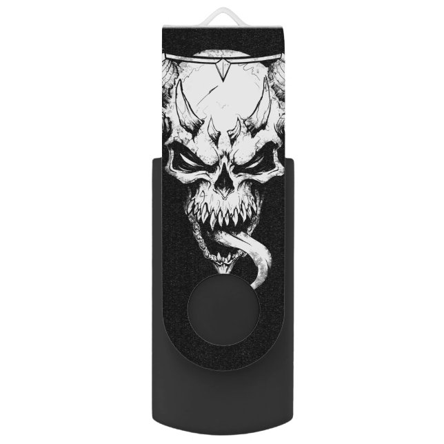 Divine Skull of Death Black Flash Drive (Front Vertical)