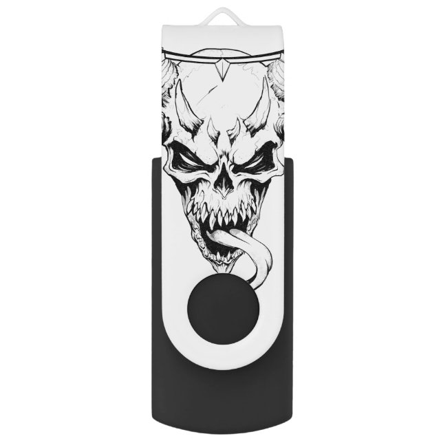 Divine Skull of Death White Flash Drive (Front Vertical)