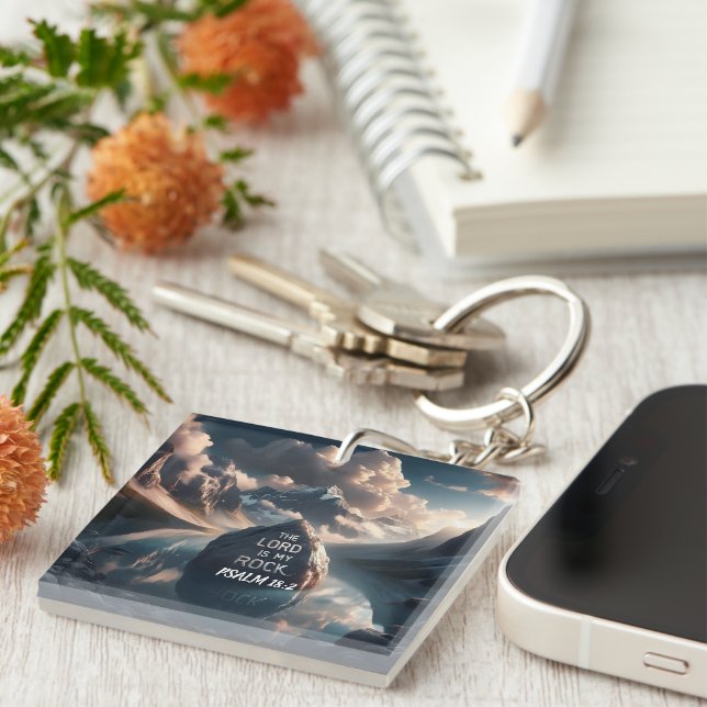 Divine Solidity: The Lord Is My Rock Keychain (Front Right)