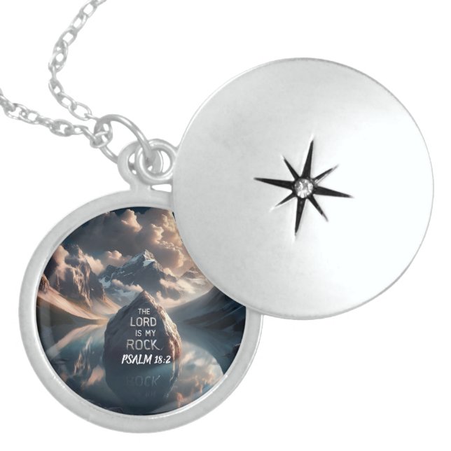 Divine Solidity: The Lord Is My Rock Locket Necklace (Front)