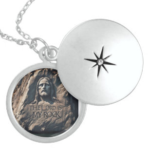 Divine Statue: The Lord Is My Rock Locket Necklace
