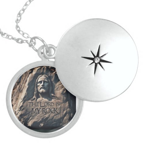 Divine Statue The Lord Is My Rock Locket Necklace