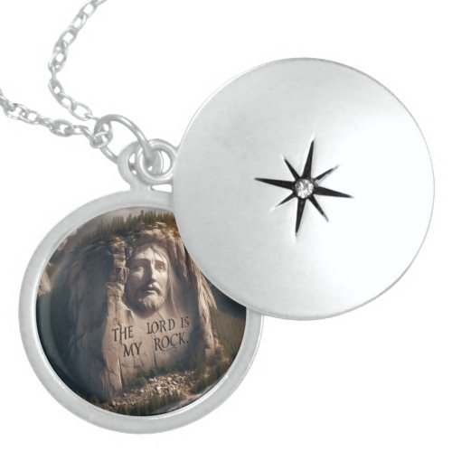 Divine Statue The Lord Is My Rock Locket Necklace