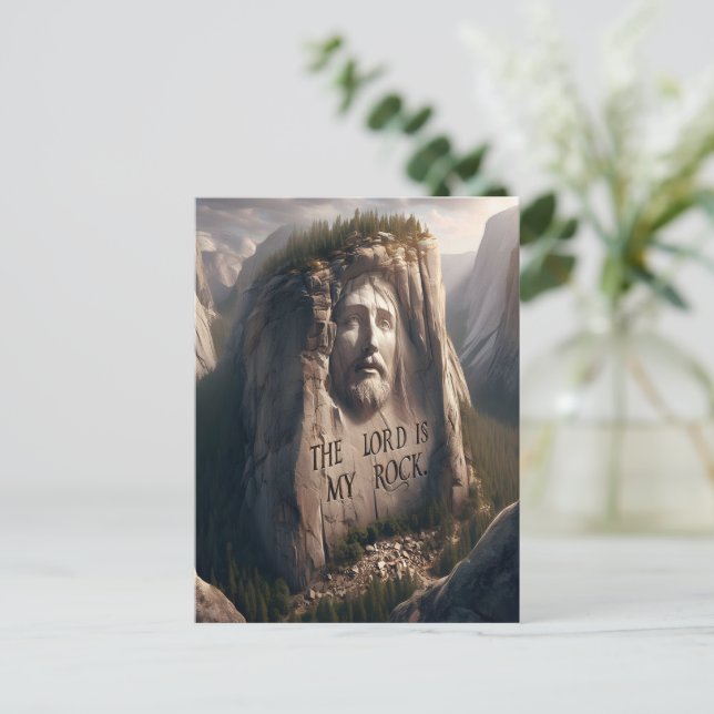 Divine Statue: The Lord Is My Rock Postcard (Standing Front)