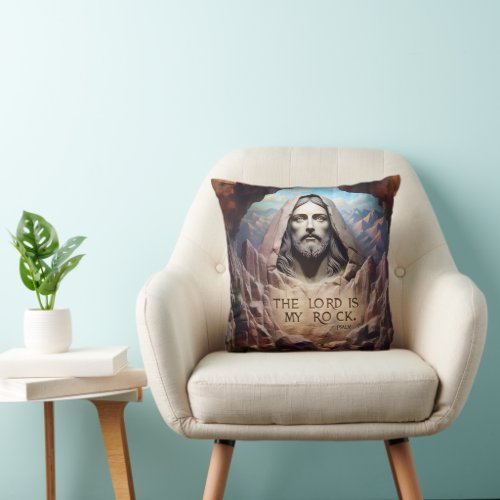 Divine Statue The Lord Is My Rock Throw Pillow