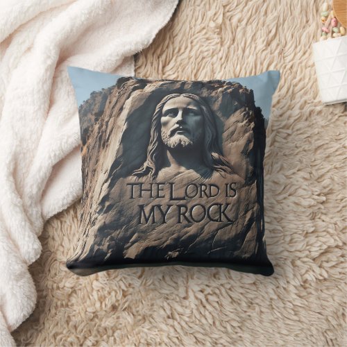 Divine Statue The Lord Is My Rock Throw Pillow