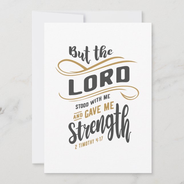 Divine Strength - 2 Timothy 4:17 Christian Design Thank You Card (Front)