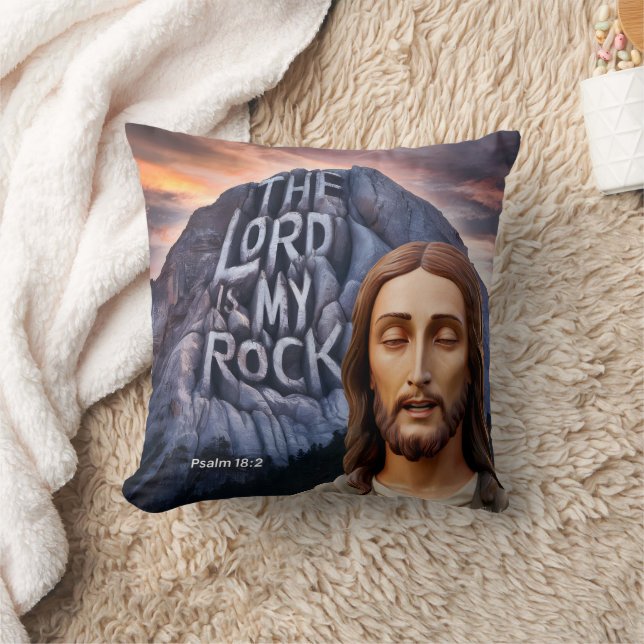 Divine Strength: The Lord Is My Rock Throw Pillow (Blanket)