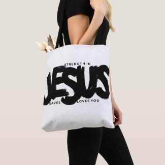 Divine Strength:Tote Bag with Triple Jesus Message