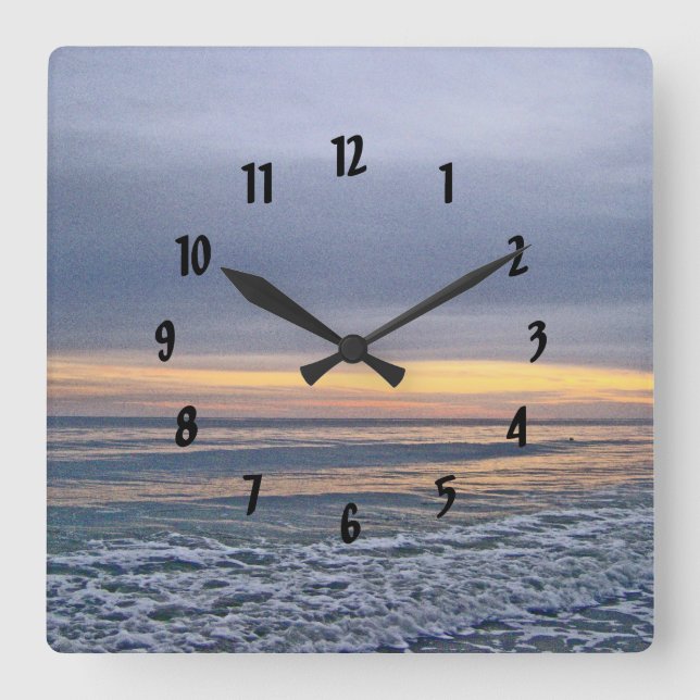 Divine Sunset Along Oak Island Beach Square Wall Clock (Front)