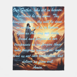 Divine Sunset: Lord's Prayer Inspiration Fleece Blanket