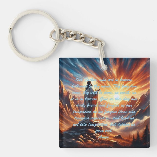 Divine Sunset: Lord's Prayer Inspiration Keychain (Front)