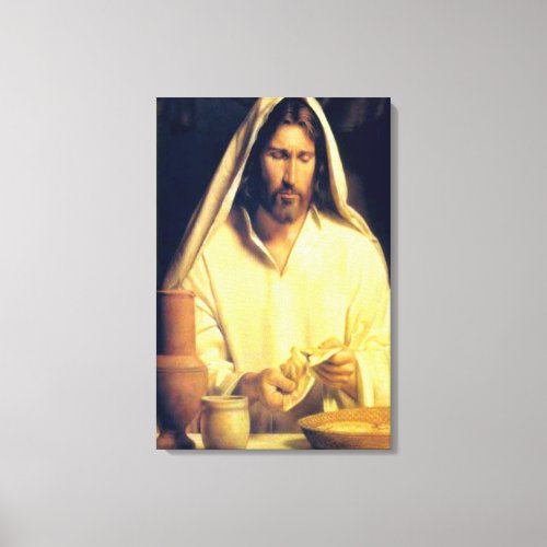 Divine Supper Breaking Bread With Jesus Canvas Print