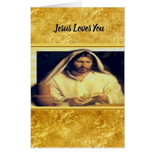 Divine Supper Breaking Bread With Jesus Card