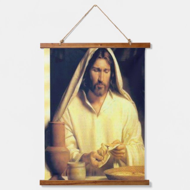 Divine Supper: Breaking Bread With Jesus Hanging Tapestry (Front)
