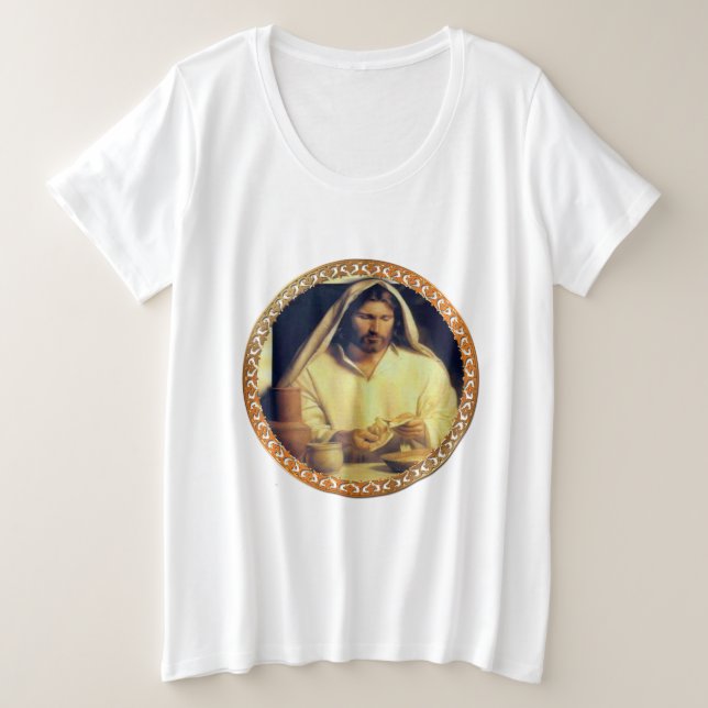 Divine Supper: Breaking Bread With Jesus Plus Size T-Shirt (Design Front)