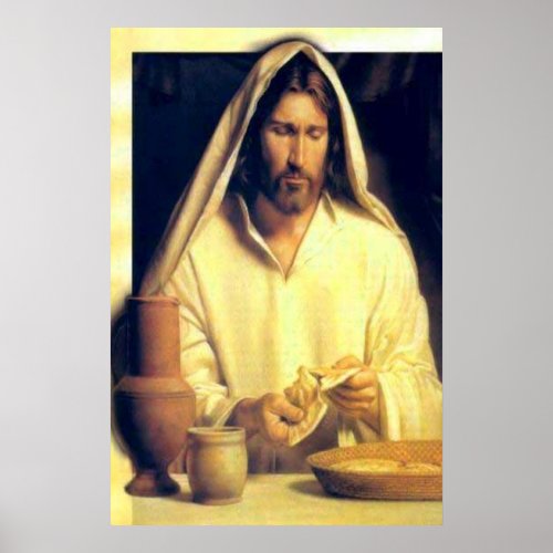 Divine Supper Breaking Bread With Jesus Poster
