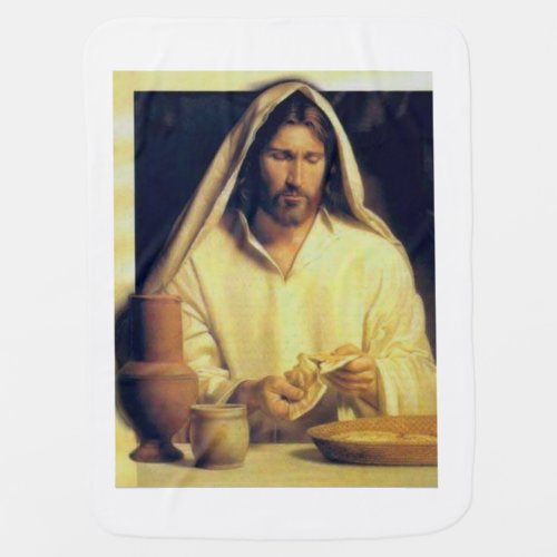 Divine Supper Breaking Bread With Jesus Receiving Blanket