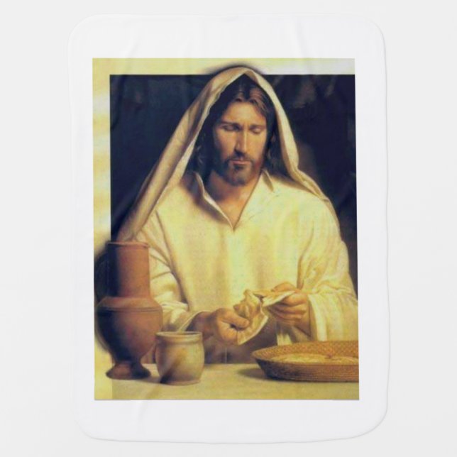 Divine Supper: Breaking Bread With Jesus Receiving Blanket (Front)