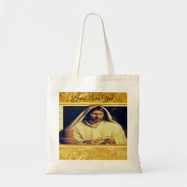 Divine Supper: Breaking Bread With Jesus Tote Bag (Front)