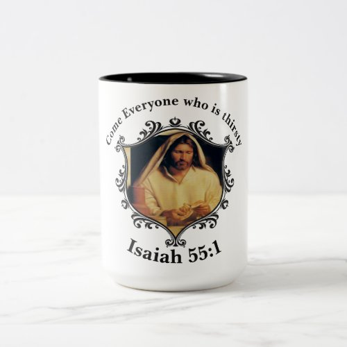 Divine Supper Breaking Bread With Jesus Two_Tone Coffee Mug