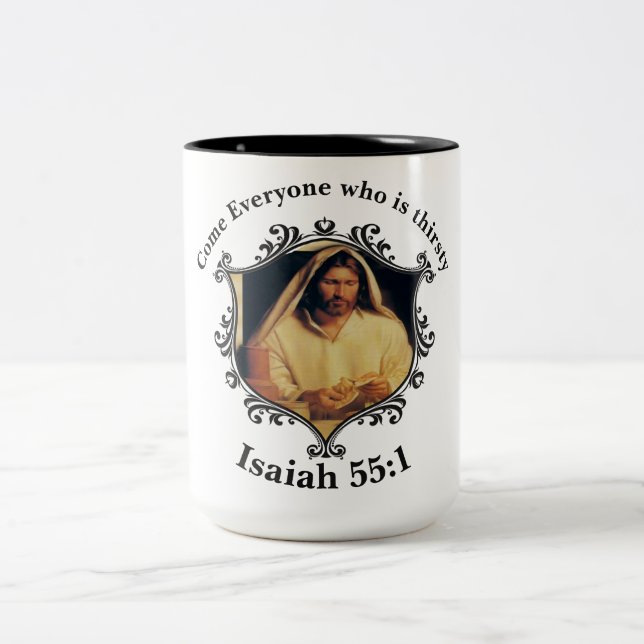 Divine Supper: Breaking Bread With Jesus Two-Tone Coffee Mug (Center)