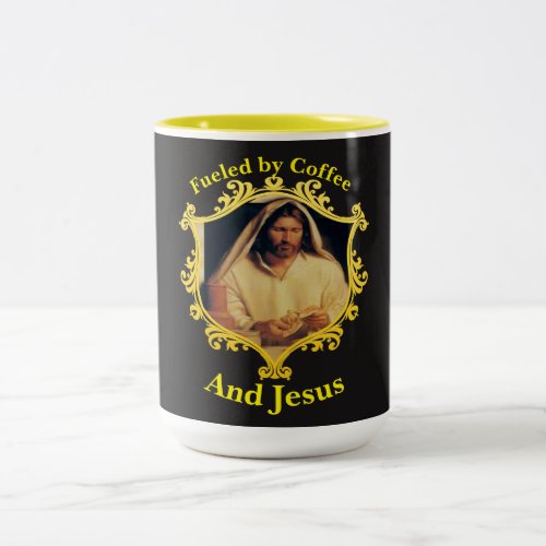 Divine Supper Breaking Bread With Jesus Two_Tone Coffee Mug