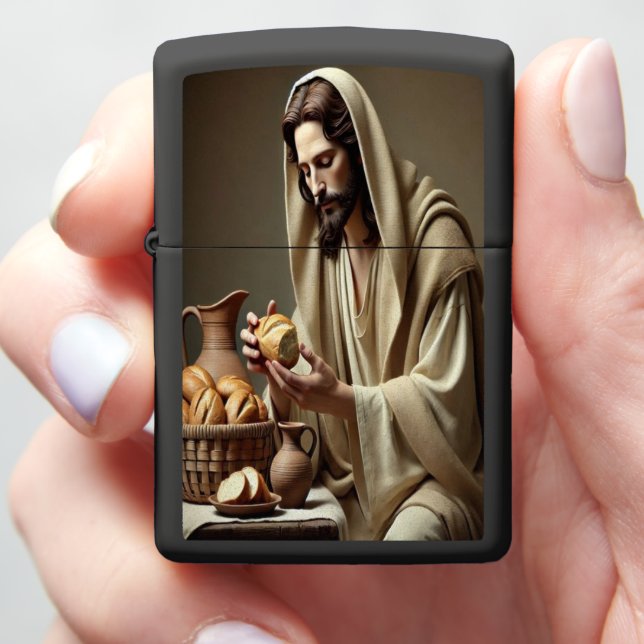 Divine Supper: Breaking Bread With Jesus Zippo Lighter (In Hand)