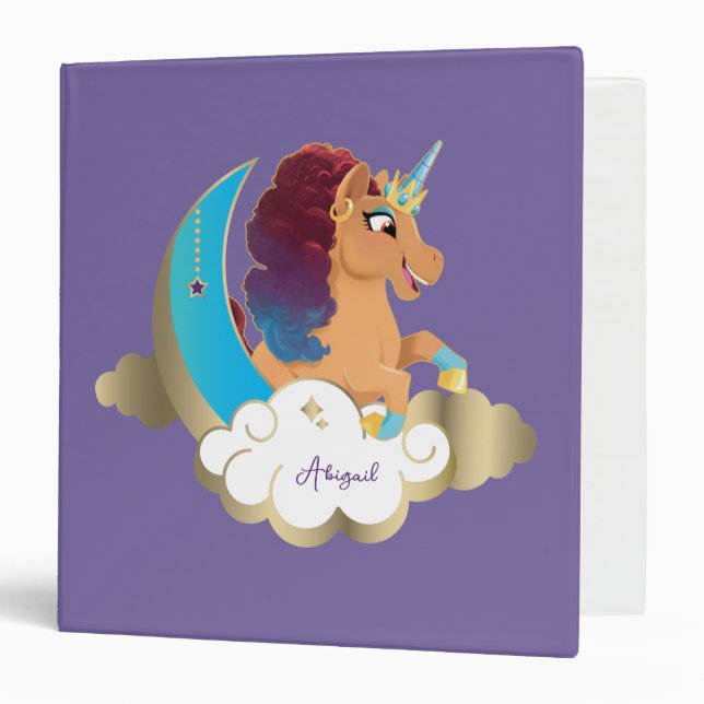 Divine the Unicorn | Moon & Clouds 3 Ring Binder (Front/Inside)
