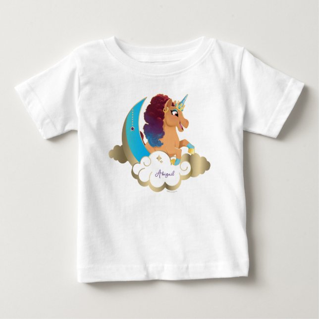 Divine the Unicorn | Moon & Clouds Baby T-Shirt (Front)