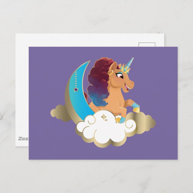 Divine the Unicorn | Moon & Clouds Postcard (Front/Back)