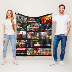 Divine Threads of Faith: A Tapestry Collage Fleece