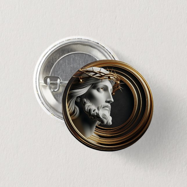 Divine Touch Ceramic Jesus looking in the heavens  Button (Front & Back)