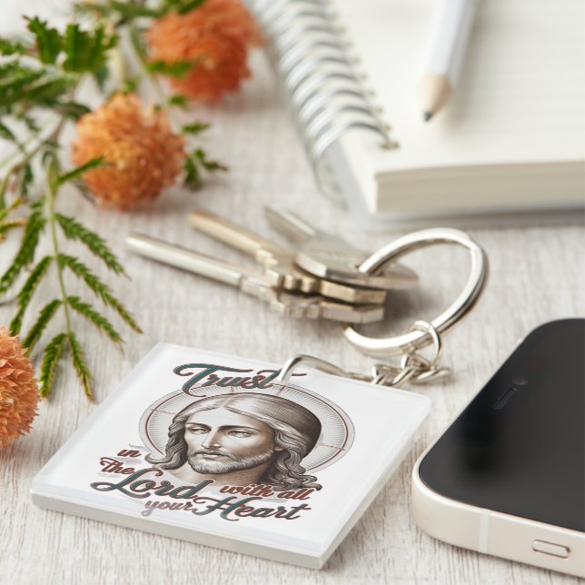 Divine Trust: Jesus Encourages Trust in the Lord Keychain (Front Right)