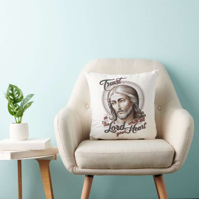 Divine Trust: Jesus Encourages Trust in the Lord Throw Pillow (Chair)