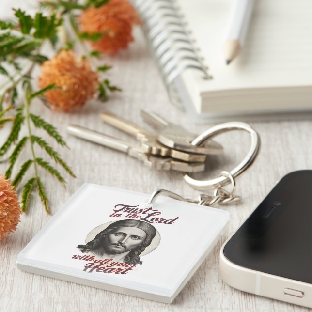 Divine Trust: Jesus Message Keychain (Front Right)