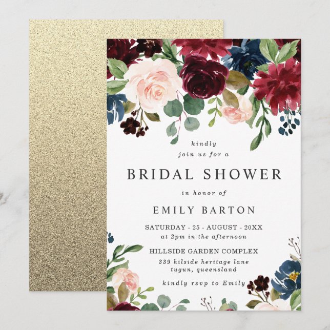 Divine Wedding; Spring or Fall Floral Bridal Showe Invitation (Front/Back)