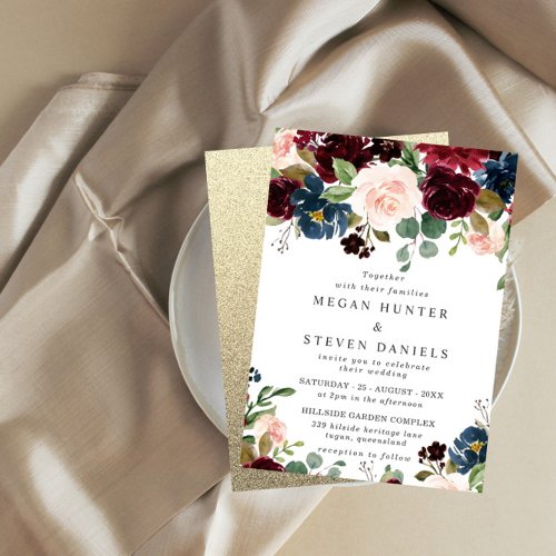 Divine Wedding Spring or Fall Floral Elegant Invitation