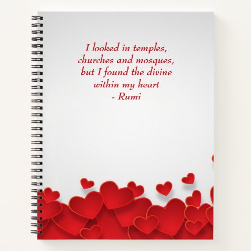 Divine Within My Heart Love  Spiritual Quote Rumi Notebook