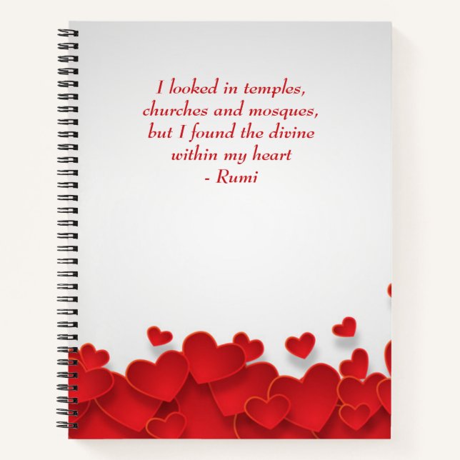 Divine Within My Heart Love & Spiritual Quote Rumi Notebook (Front)