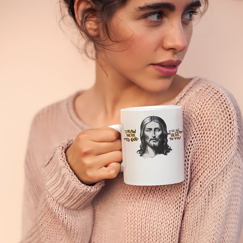 Divine Words Jesus Carved in Art Coffee Mug