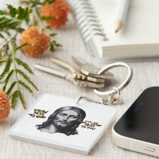 Divine Words: Jesus Carved in Art Keychain