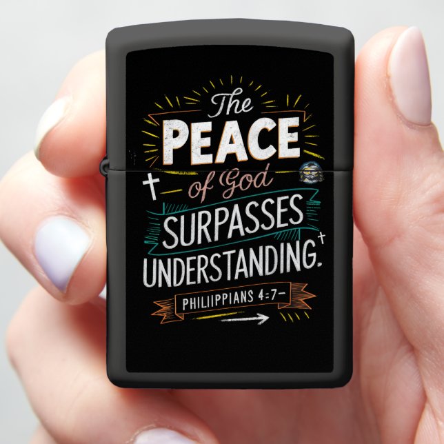 Divine Words on  God surpasses understanding Zippo Lighter (In Hand)